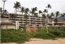  ??  ?? A ‘keep out’ sign at the Sheraton Maui in April. Photograph: Mia Shimabuku/Bloomberg/Getty Images