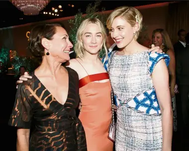  ?? — Photos: AP ?? The incredible ladies from Lady Bird - (from left) Laurie Metcalf, Saoirse Ronan and director Greta Gerwig at the 90th Academy Awards Nominees Luncheon.