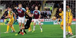  ??  ?? SENSE OF RELIEF: Tarkowski’s goal gave troubled Burnley a boost