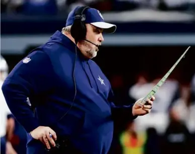  ?? RICHARD RODRIGUEZ/GETTY IMAGES ?? With just one playoff win in four seasons in Dallas, coach Mike McCarthy’s seat got a lot hotter after falling behind by 32 points in a wild-card round home loss to the Packers.