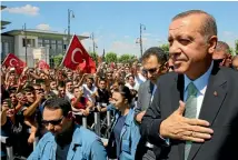  ?? PHOTO: REUTERS ?? President Tayyip Erdogan greets his supporters following the Friday prayers in Ankara.