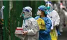  ?? Héctor Retamal/AFP/Getty Images ?? Plastic-derived PPE is essential for ensuring the safety of medical staff. Photograph: