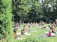  ??  ?? Meditazion­e Lezioni di yoga in bosco di querce, fra il cinguettio degli uccelli ed il suono del vento