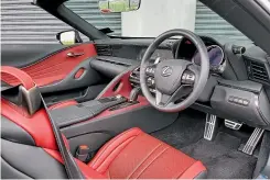  ??  ?? The LC 500’s interior is beautifull­y made and sensibly laid out. The trackpad controller is still a pain, though.