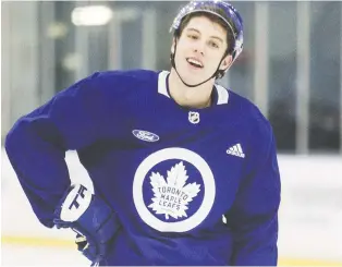  ?? CRAIG ROBERTSON/TORONTO SUN/POSTMEDIA NETWORK ?? Mitch Marner at Toronto Maple Leaf practice at the Master Card centre in Toronto, Ont. on Tuesday April 16, 2019.