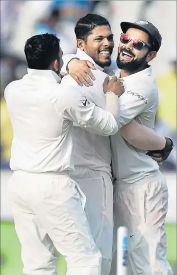  ?? AFP ?? Umesh Yadav took six wickets in the first innings and four in the second to help India register a massive win over West Indies.