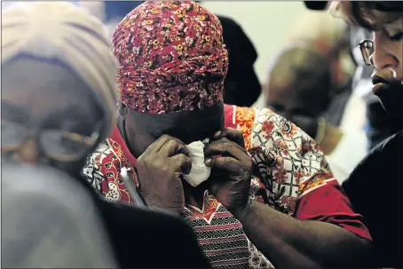  ?? PHOTO: SANDILE NDLOVU ?? Bertha Molefe, who lost daughter Sophie, could not hold back tears at the release of the final report into circumstan­ces surroundin­g the death of 94 mental patients at various NGOs in Gauteng.