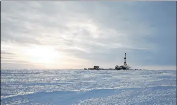  ?? The Associated Press ?? A 2019 photo provided by Conocophil­lips shows an explorator­y drilling camp at the proposed site of the Willow oil project on Alaska’s North Slope.