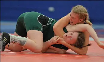  ?? ?? Hillary Lacelle placed third in the Cad/juv Female 57-62 Division at the Titans home wrestling meet on January 29.