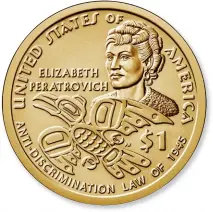  ?? ?? The Alaskan Native American dollar honoring Elizabeth Peratrovic­h is likely the only one of the series in circulatio­n.