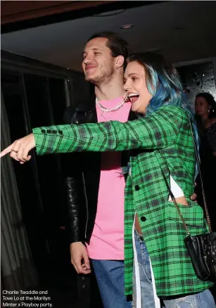  ??  ?? Charlie Twaddle and Tove Lo at the Marilyn Minter x Playboy party.