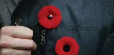  ?? JONATHAN FORANI ?? Got a thumb tack and an eraser? Here’s one way to keep your Remembranc­e Day poppy in place on your coat this November.