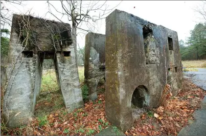  ?? The Sentinel-Record/Corbet Deary ?? TIMEWORN: Although the structures at the logging town of Forester are no longer standing, a number of piers and foundation­s have weathered the test of time.