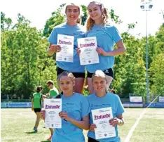  ?? Foto: Elke Rieder ?? Schwäbisch­er Staffelmei­ster wurde dieses Quartett (von links): Miriam Dreher und Fabienne Assel, vorne: Nina Lacher und Magdalena Rieder.