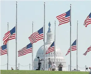  ?? Picture: Getty. ?? President Trump ordered that flags on all public buildings across the nation should fly at half-mast.