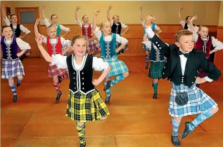 ??  ?? Southland highland dancers, front from left Greer Hazley, 6, of Invercargi­ll, and Alex Glover, 9, of Garston, prepare for the Heart of the Highlands show. They will perform alongside dancers from the Highland Dance Company of New Zealand on September 8. JOHN HAWKINS/STUFF