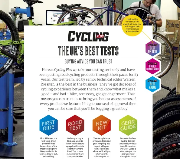  ??  ?? First Ride sees our test team bring you their first impression­s of the most exciting new bikes available. As soon as they’re out, we’re riding! Before you buy a bike, you want to know how it stacks up against its rivals and that’s where Road Test comes...