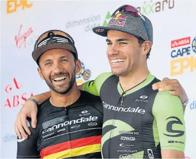  ?? Picture: SHAUN ROY/CAPE EPIC/SPORTZPICS ?? LEADING THE WAY: Stage winners and overall leaders Manuel Fumic and Henrique Avancini during stage one of the Cape Epic held from Arabella Wine Estate in Robertson