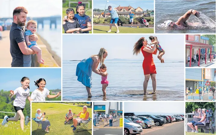  ?? Pictures: Steve MacDougall, Steve Brown and Gareth Jennings. ?? Tayside and Fife residents enjoying a first taste of freedom following weeks of lockdown at home.