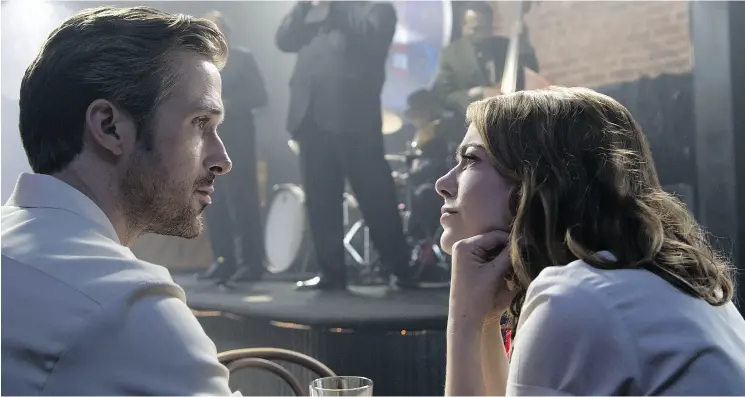  ?? WENN. COM ?? Ryan Gosling and Emma Stone in a scene from La La Land, which received 14 nomimnatio­ns for this year’s Academy Awards.