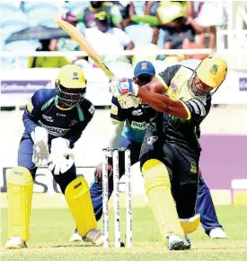  ?? FILE ?? Javelle Glenn of the Jamaica Tallawahs hits a six against the Barbados Trident during a Caribbean Premier League match at Sabina Park last year.