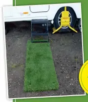  ??  ?? I have a tip for fellow caravanner­s. When a pitch has been used a lot, an offcut of artificial grass is handy to wipe your feet. What’s more, it can be hosed down when it gets dirty!
Bob Bodington