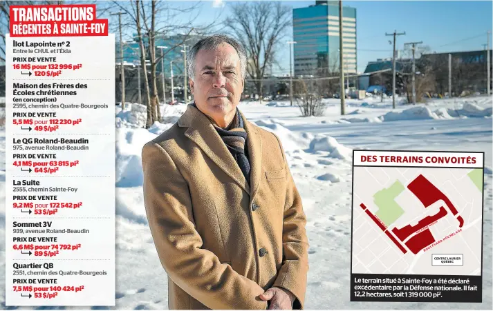  ?? PHOTO SIMON CLARK ?? Le promoteur immobilier Pierre Moffet estime que le terrain de la Défense nationale, à proximité du boulevard Hochelaga, dans le secteur Sainte-foy, devrait servir à un projet de densificat­ion urbaine plutôt que d’agrandir la réserve huronne-wendat.