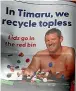  ??  ?? One of the ‘‘topless’’ adverts featuring mayor Nigel Bowen that appeared in The Timaru Herald.
