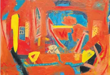  ?? Picture: James Fox ?? Sam Nhlengethw­a’s ’Abstract in Orange and Blue’. He is one black artist whose works can fetch hundreds of thousands.