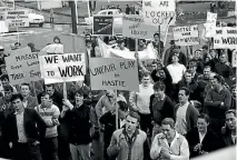  ?? PHOTO: STUFF ?? Strikes were normal and unions were strong when this 1969 photo was taken. A proposed bill seeks to give unions some of the powers they lost.