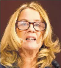 ?? MICHALE REYNOLDS/ASSOCIATED PRESS ?? Christine Blasey Ford testifies before the Senate Judiciary Committee on Capitol Hill in Washington, D.C., on Thursday.