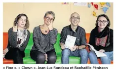  ??  ?? « Fine », « Clown », Jean-Luc Rondeau et Raphaëlle Pénisson présentent le livret langage des signes qui sera à court terme distribué aux écoles.