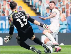  ??  ?? Close call: Leeds United’s Stuart Dallas has his shot saved by Barnsley goalkeeper Jack Walton at Elland Road