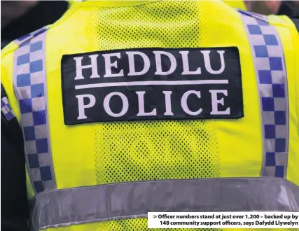  ??  ?? &gt; Officer numbers stand at just over 1,200 – backed up by 148 community support officers, says Dafydd Llywelyn