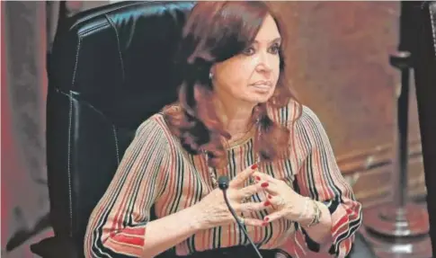  ?? EFE ?? La vicepresid­enta argentina, Cristina Fernández de Kirchner, durante una sesión del Congreso