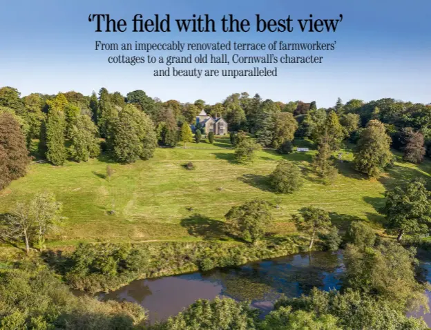  ?? ?? Historic Ogbeare Hall in Cornwall is hidden away in 114 acres of private gardens and grounds overlookin­g its own 2½-acre lake. £2.5m