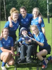  ??  ?? Gorey girls Daisy Earle, Caoimhe Molloy, Olivia Daly-Tallon, Niamh Doran and Nicola McGrath with Matthew McGrath. The girls played for the Leinster Under-18s in the inter-pros against Connacht recently.