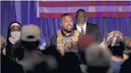  ??  ?? Rapper Kanye West holds a rally in South Carolina.