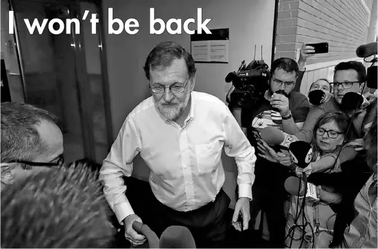  ??  ?? Get your coat! Mariano Rajoy is returning to Madrid