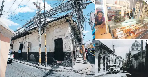  ?? FOTOS: DAVID ROMERO ?? 1 2 3 (1) Así luce la esquina de la avenida Cervantes en la que se ubica Chinda Díaz: desolada porque el negocio permanece cerrado. (2) Una imagen antes de la pandemia en la que se observa la venta del delicioso pan. (3) Una imagen a blanco y negro de la avenida Cervantes.