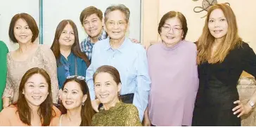  ??  ?? Sheba Bautista, Penny Katigbak and Frannie Manotoc with (standing, from left) Bambi Virata, Inday and Augusto Avecilla, Tagan, Cork and Beauts Reyes