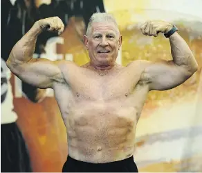 ??  ?? Rick Newcombe, 62, says he finds the whole discipline of bodybuildi­ng fascinatin­g, and says building powerful muscles pays off in other ways, too. “You get accolades from strangers, and an immediate respect from employers. It also makes it easier to take out the garbage.”