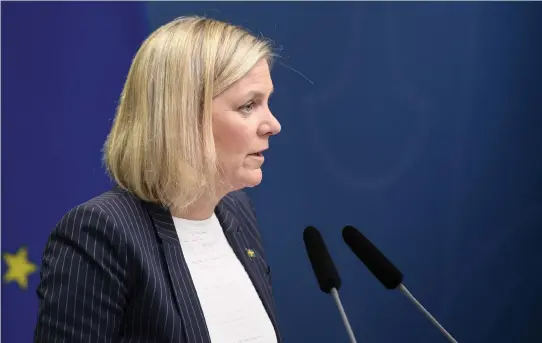 ?? Bild: Ali Lorstani/tt ?? Krishanter­ing. Finansmini­ster Magdalena Andersson (S) måste inse att större värden än de ekonomiska står på spel i EU.