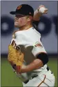  ?? STAFF FILE — 2020 ?? Giants pitcher Logan Webb struck out six Indians in three innings Saturday, including four in the first.