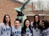  ?? PROVIDED BY JENNIFER ALEXANDER ?? Troop 1001 Eagle Scouts: Chloe Kreindler, 16, left, Mia Mastrangel­o, 18; Kate Tang, 16; Katie Skaleski, 17; and Margot Nardone, 14.