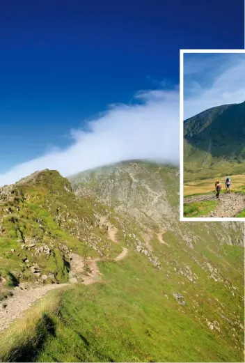  ??  ?? Above: balancing conservati­on with the needs of hillwalkin­g visitors to Striding Edge is part of Pete’s remit with the John Muir Trust.