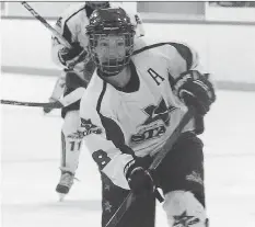  ?? MICHELLE BERG ?? Sophie Shirley shoots during her playing days with the Saskatoon Stars. She now plays in the U19 junior women’s hockey league.