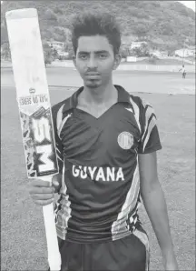  ??  ?? Raymond Perez after another match-winning knock for Guyana yesterday.