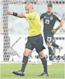  ?? ?? Under orders: Victor Gomes was told to let Japan’s second goal stand