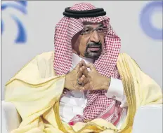  ?? AP PHOTO ?? Khalid Al-Falih, Saudi Energy and Oil Minister, speaks at the Abu Dhabi Internatio­nal Exhibition &amp; Conference, in Abu Dhabi, United Arab Emirates last year.